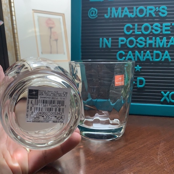 4pc Bormioli Rocco 13oz Glass Cup Made in Italy Diamond Style Design - Picture 4 of 5